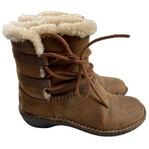 Ugg Women's Caspia Brown Leather Shearling Lace Up Ankle Boots 6M (1001815) EUC